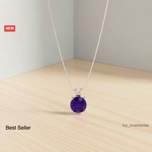 Elegant Amethyst Pendant Necklace White Gold Plated Sterling Silver Minimal Chic